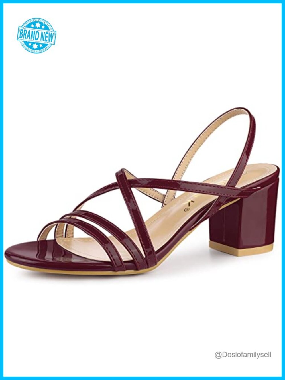 Strappy Slingback Slide Sandals Chunky Block Heel Faux Leather